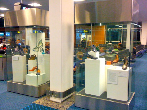 John Fluevog Shoes featured in the Cultural/Art Display Cases at YVR
