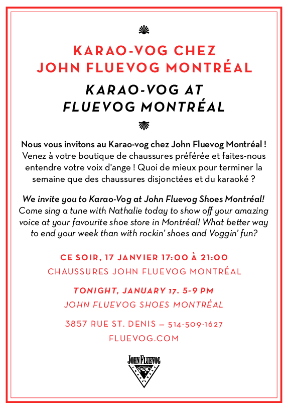 Event: John Fluevog Shoes Montréal presents Karao-Vog!