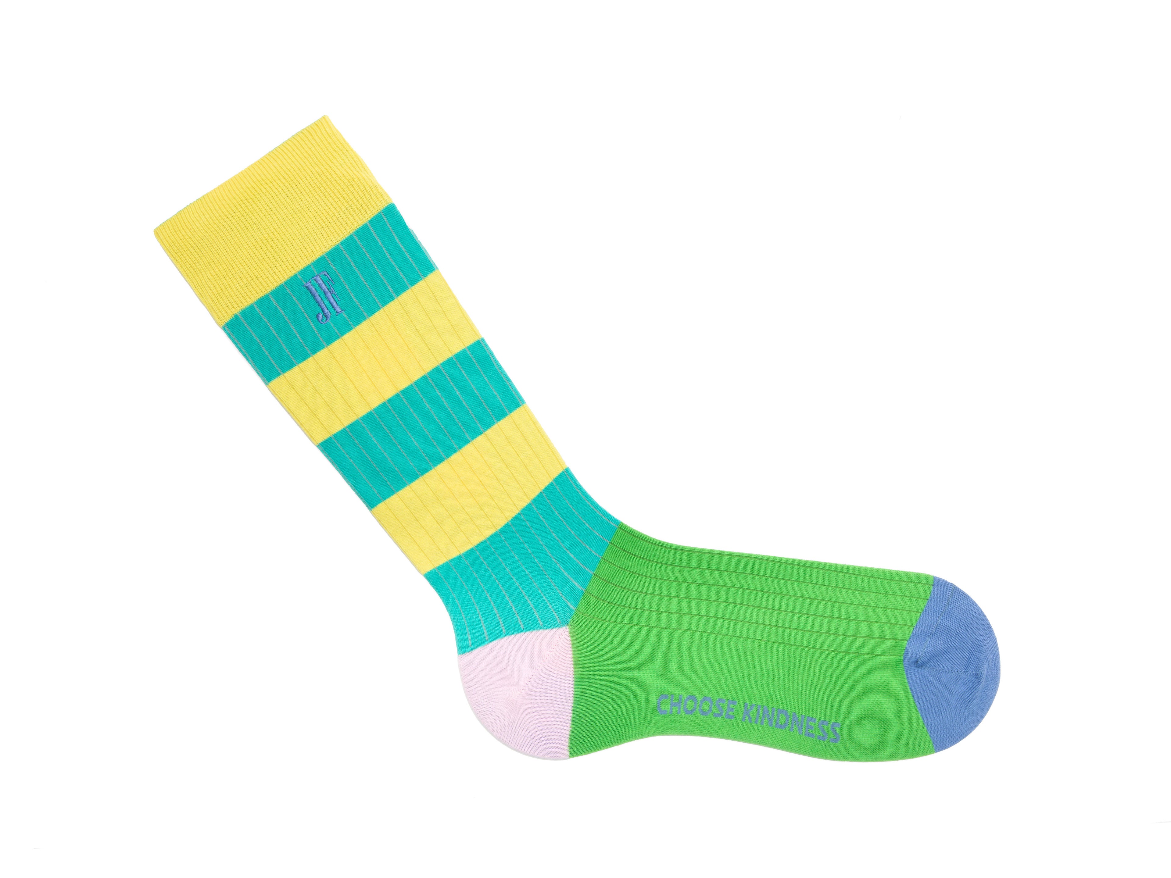 green_yellow_multi - Right Sock