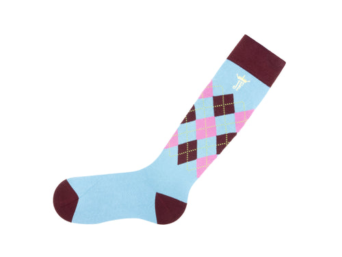 blue_burgundy_pink - Left Sock