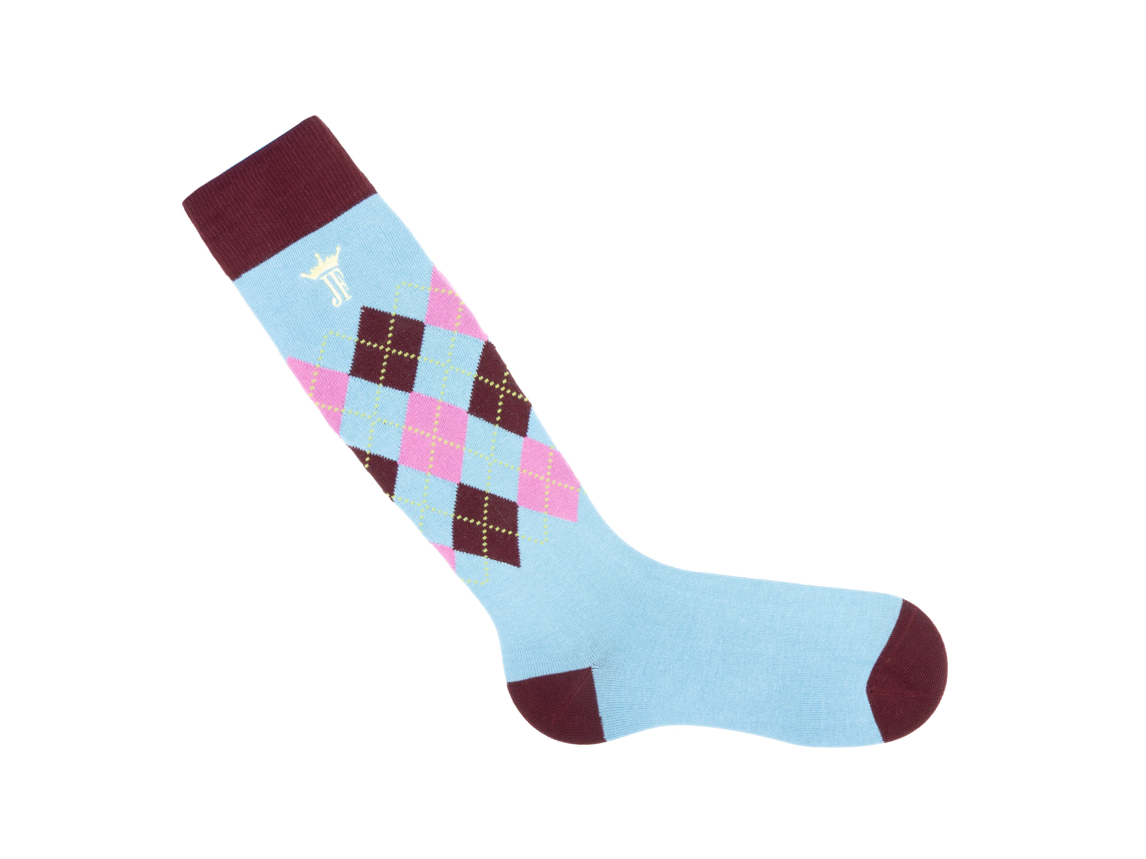 blue_burgundy_pink - Right Sock