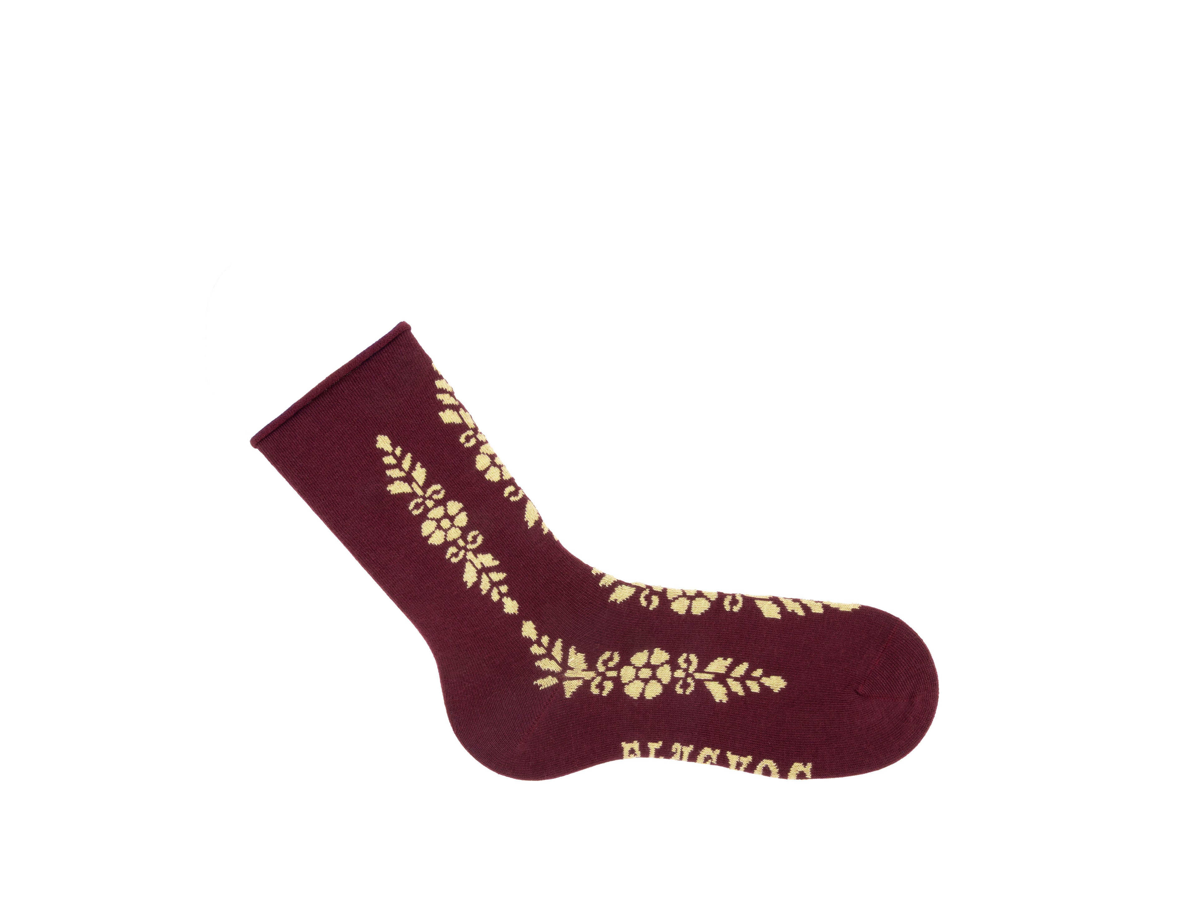 burgundy_green - Right Sock