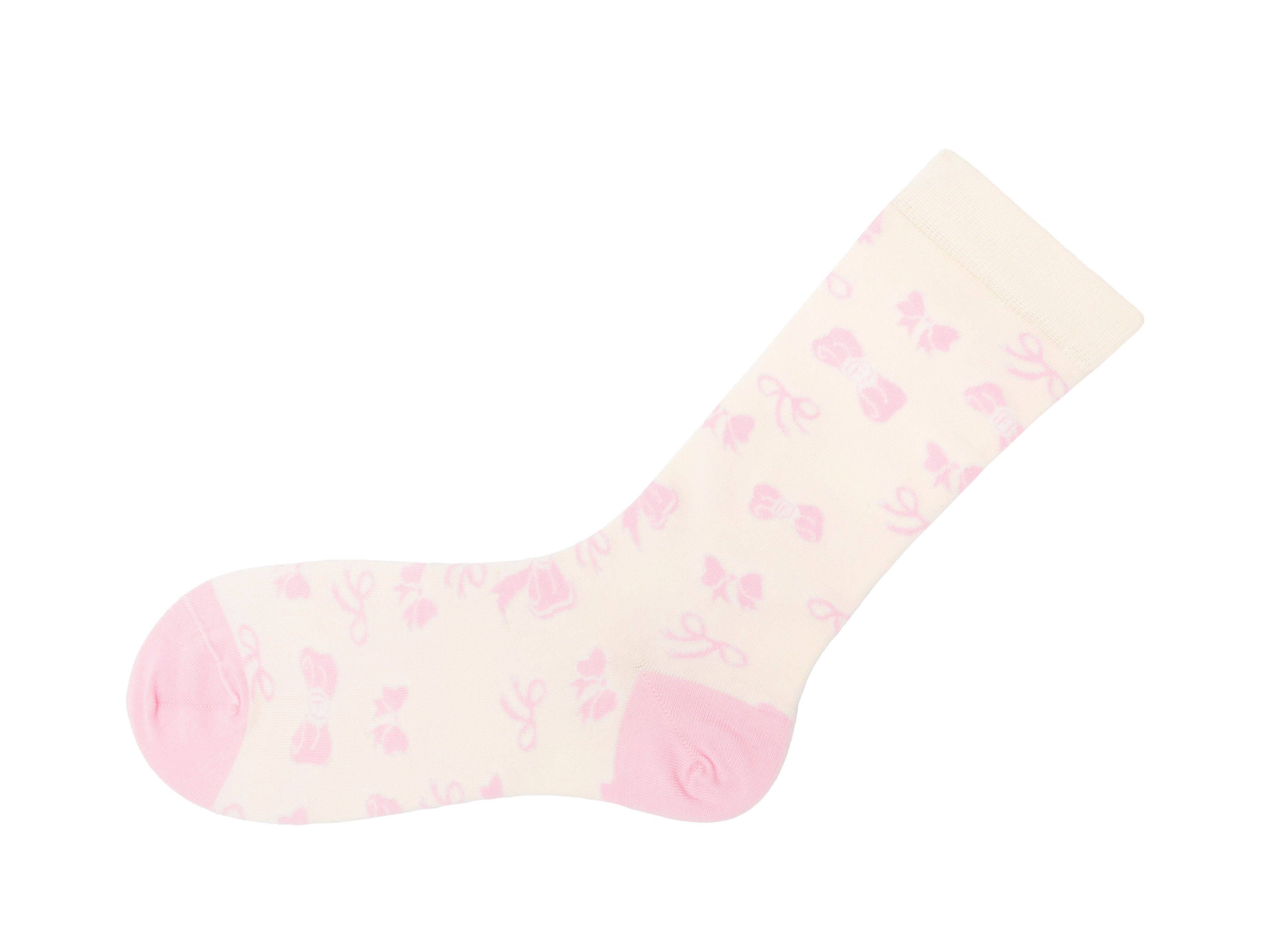 cream_pink - Left Sock