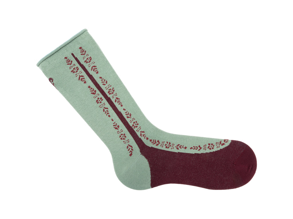 burgundy_green - Right Sock
