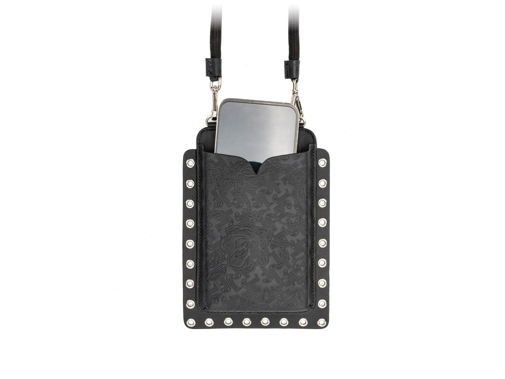 black_emboss - Alternate Main View with Phone indicating size