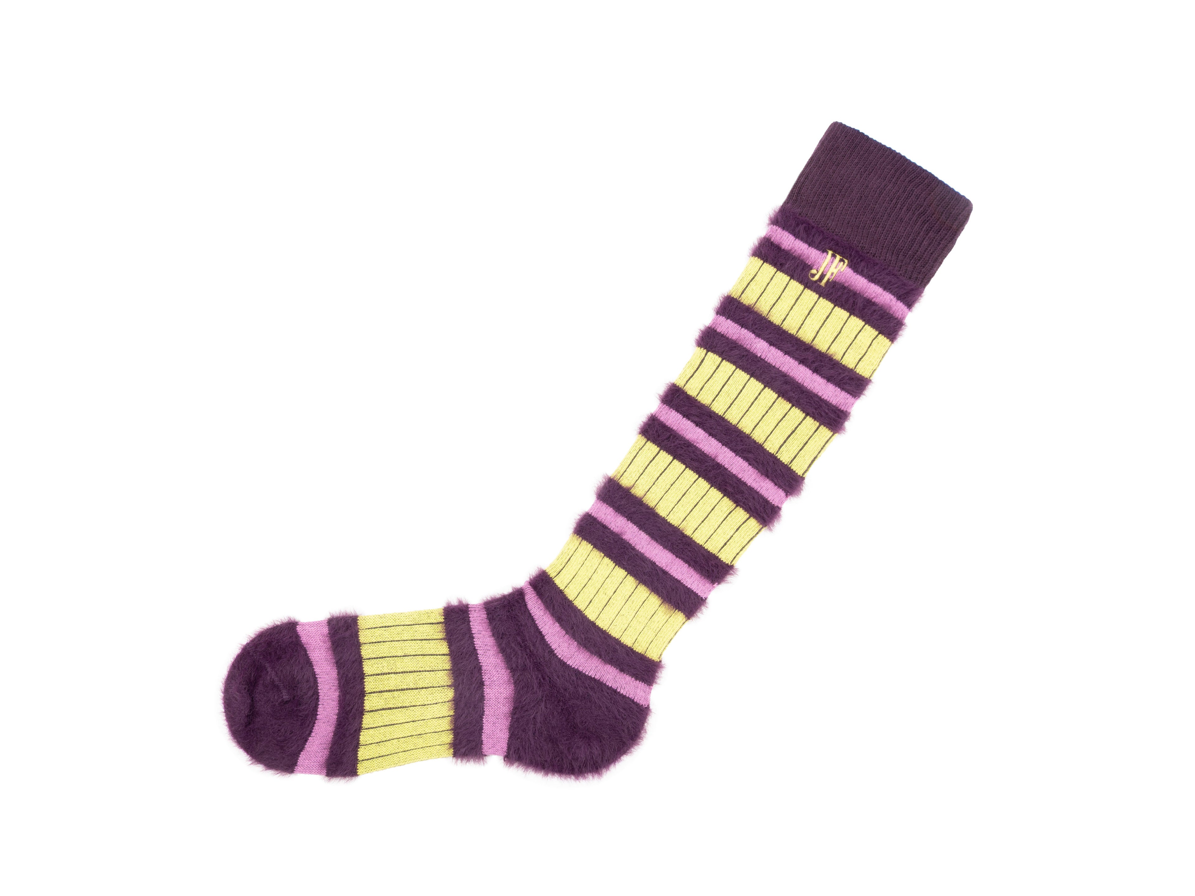 green_burgundy - Left Sock