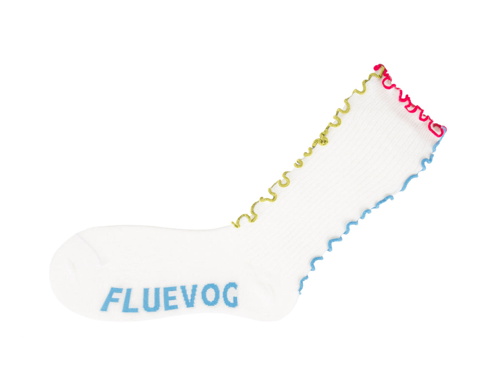 white,yellow,blue - Left Sock of the White Colourway