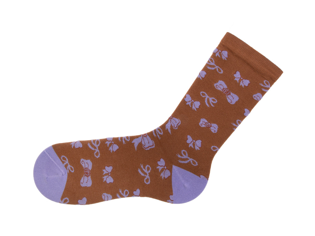 brown_purple - Left Sock