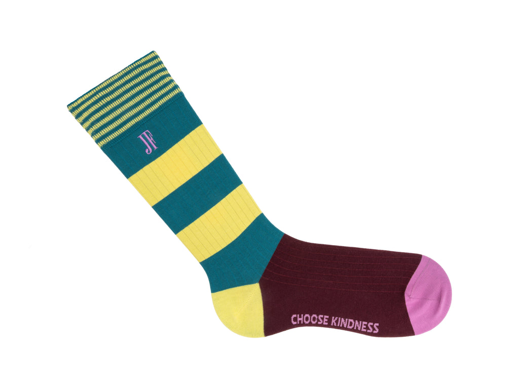 teal_green_burgundy - Right Sock