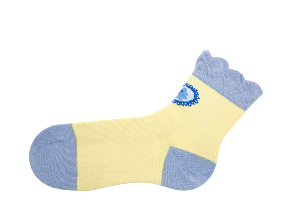 pastel_yellow_blue - Left Sock