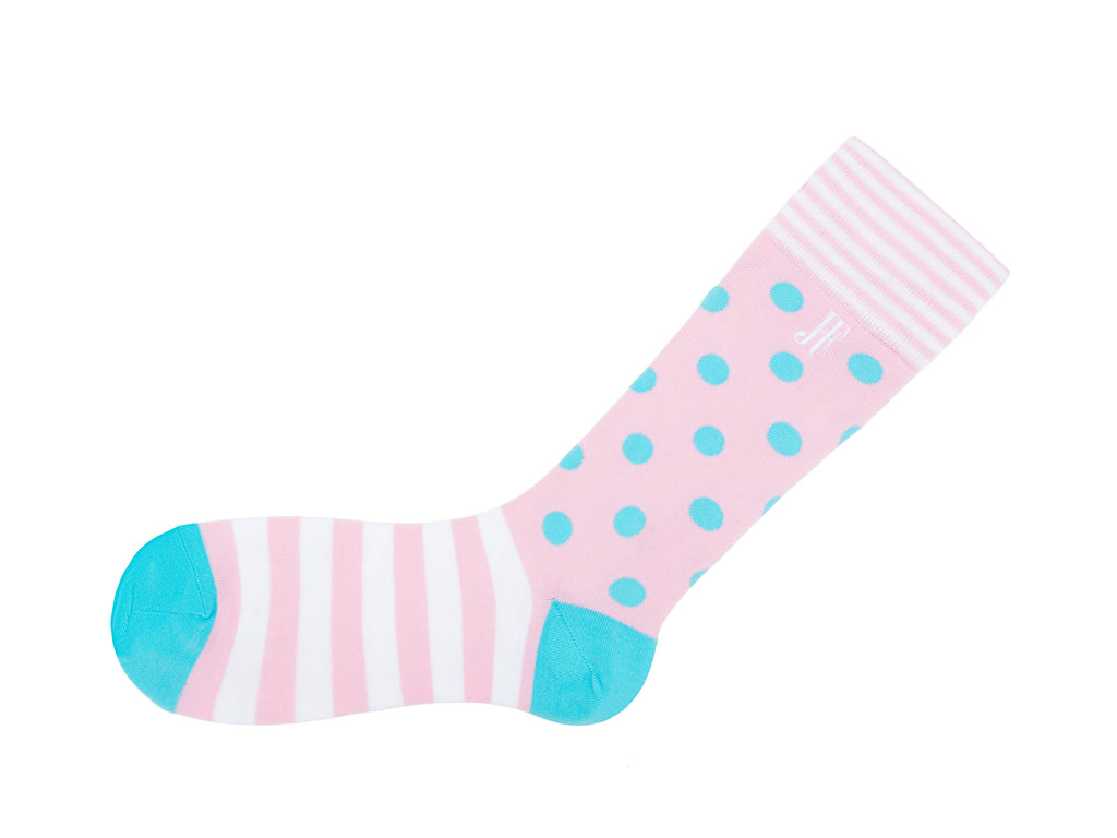 white,blue,pink - Left Sock