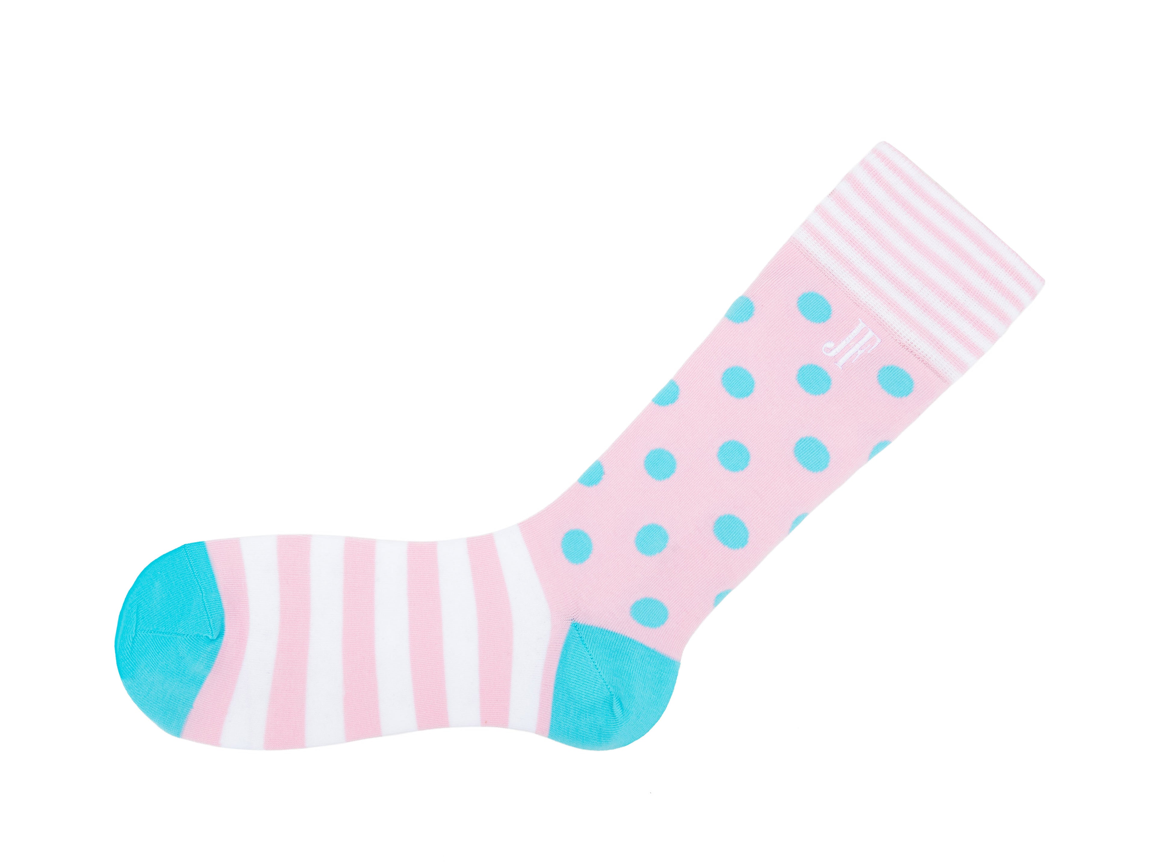 white,blue,pink - Left Sock