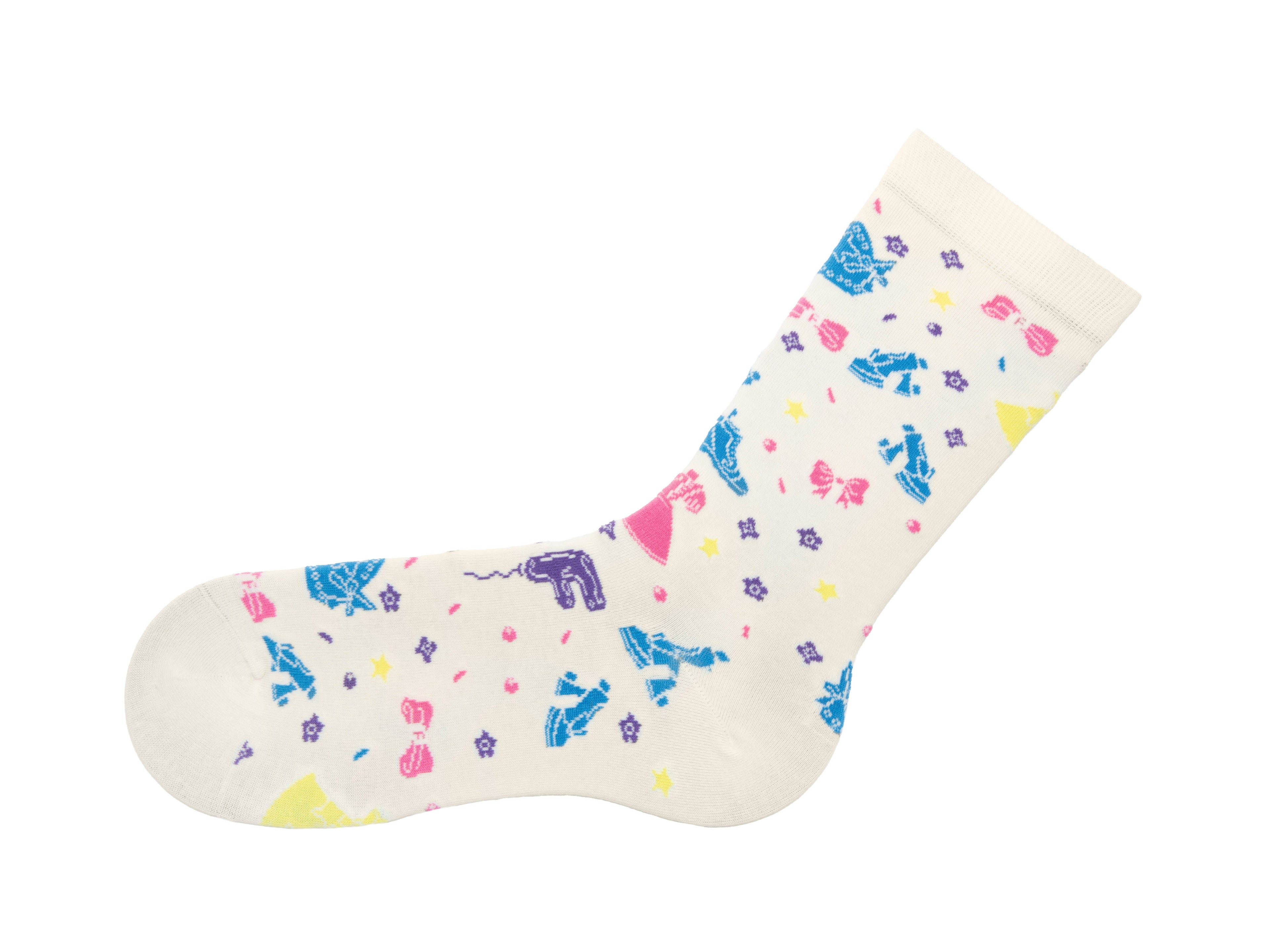 cream_multi - Left Sock