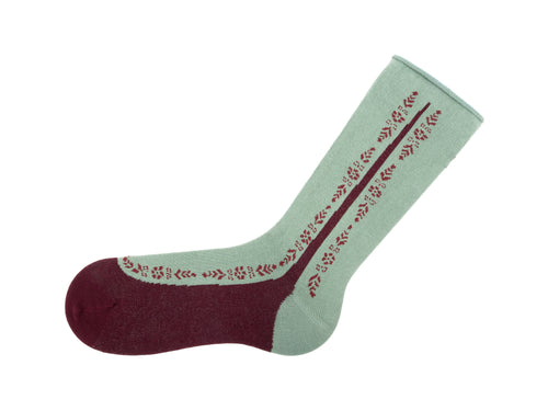 burgundy_green - Left Sock