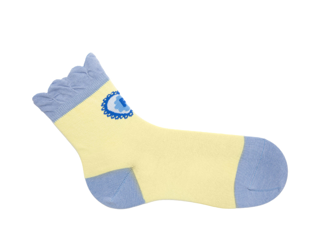 pastel_yellow_blue - Right Sock