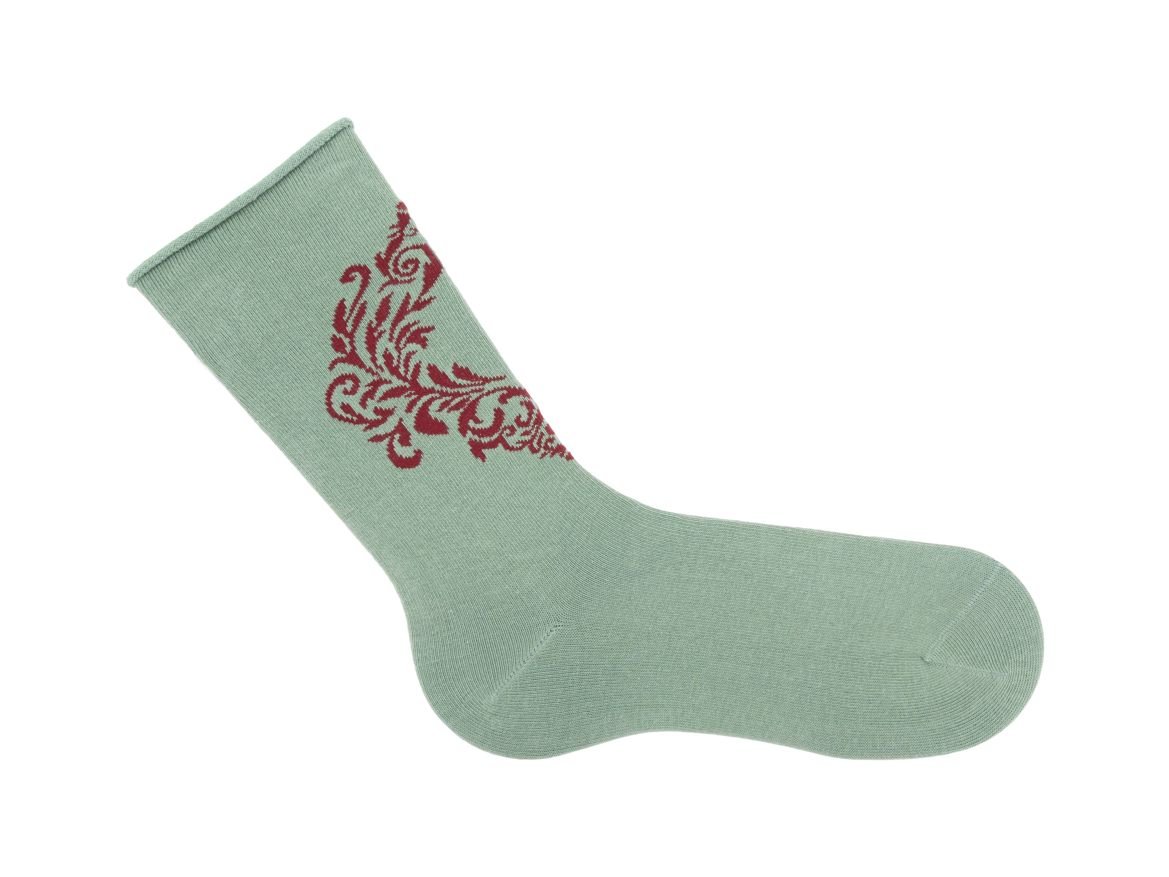 green_burgundy - Right Sock