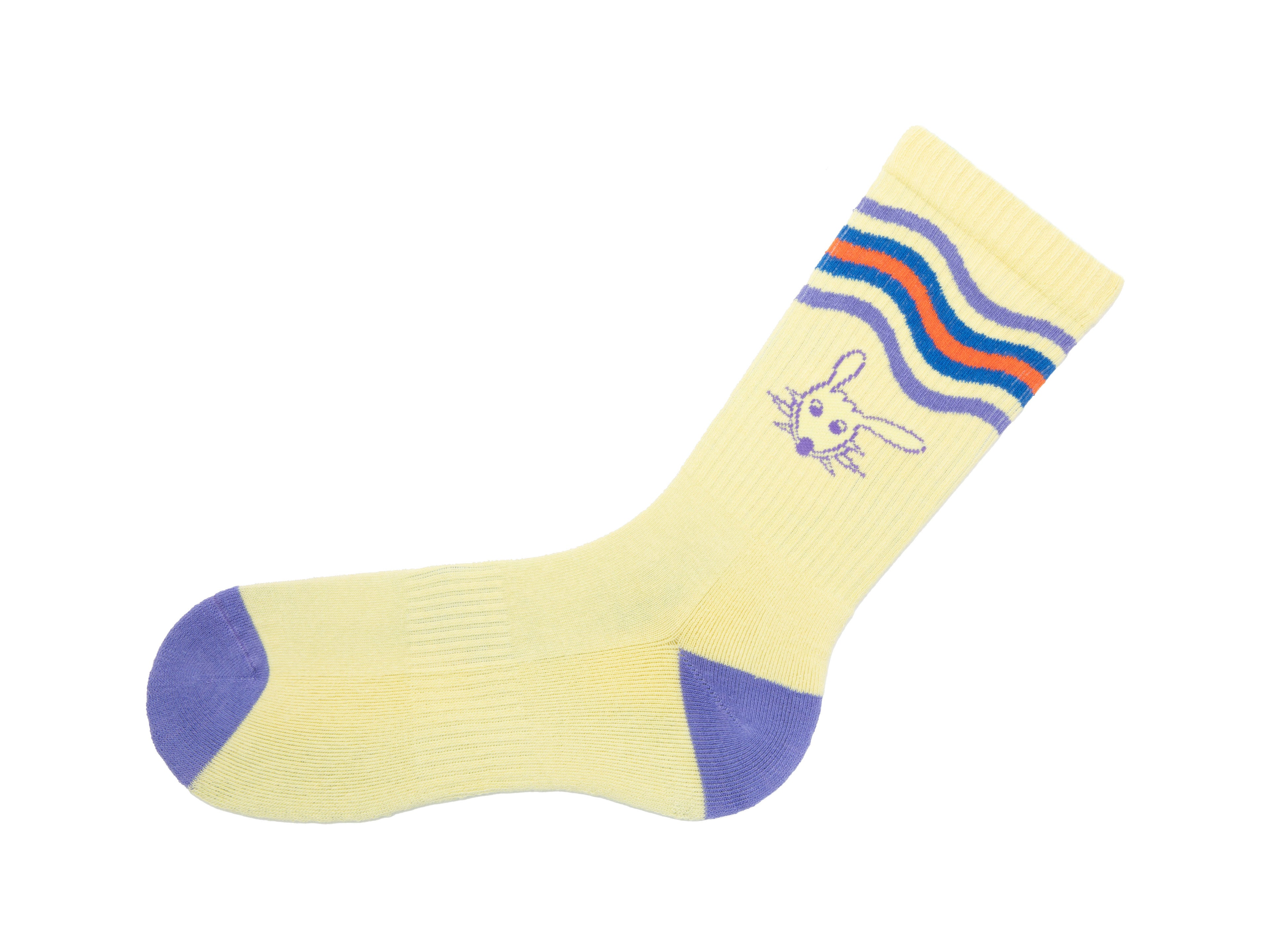 yellow_purple - Left Sock