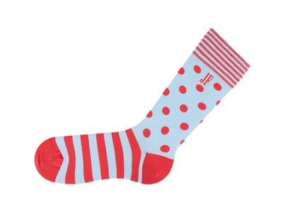 Muffin Vog Socks - Light Blue/Red
