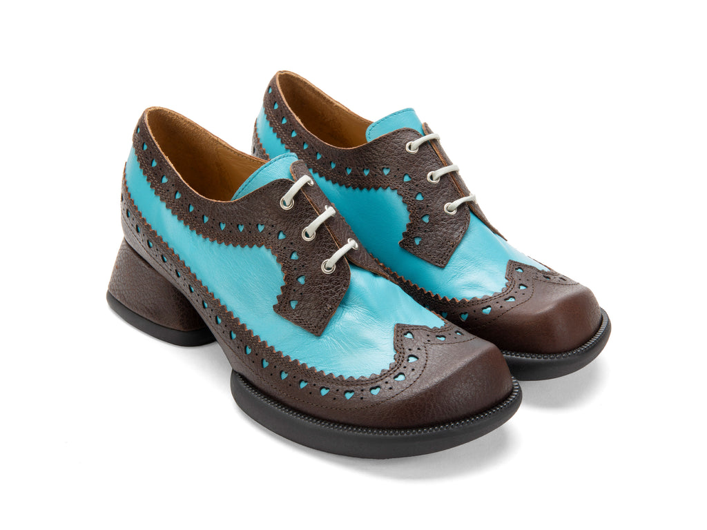 brown_blue - Quarter View with Alternate Laces