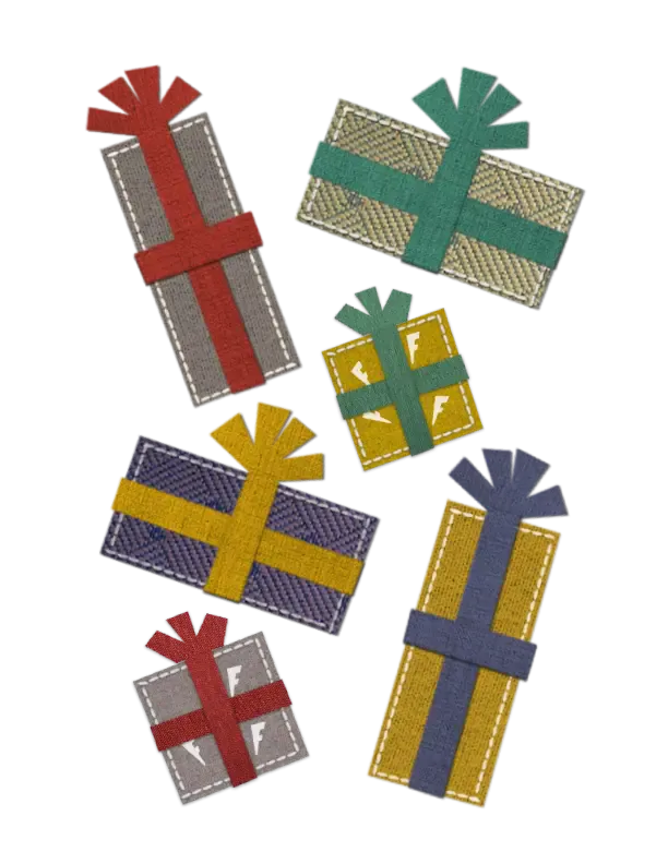 A tumbling pile of wrapped gifts